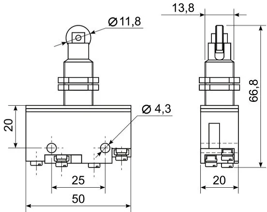 Микропереключатель МП 1105М УХЛ3 исп.01.1А с роликом