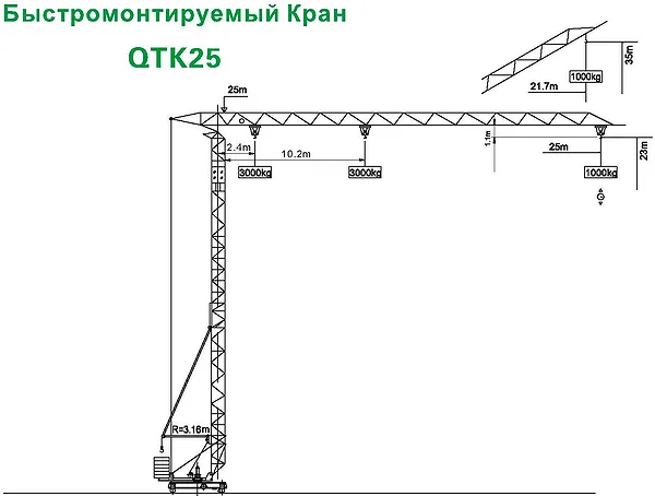 чертеж быстромонтируемый кран QTK25
