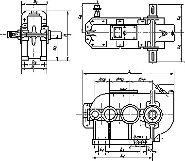 редукторы вертикальные крановые BK-350, вид сбоку