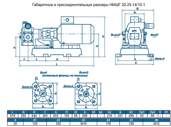 Вид сбоку насоса НМШГ 20-25-14/10 - промышленное гидрооборудование