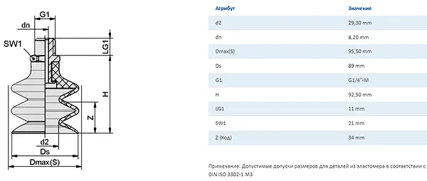 Вакуумная присоска FSG 88 вид сбоку и подключение - промышленное гидрооборудование Вакуумная присоска FSG 88 вид сбоку и подключение - промышленное гидрооборудование
