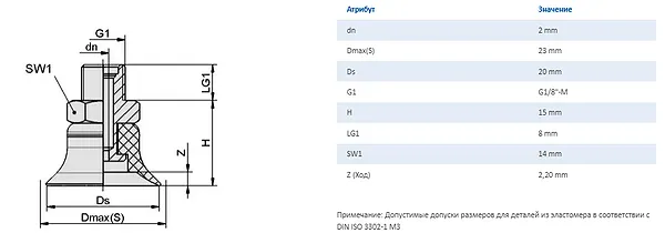Вакуумная присоска PFYN 20 чертеж - промышленное гидрооборудование Вакуумная присоска PFYN 20 чертеж - промышленное гидрооборудование