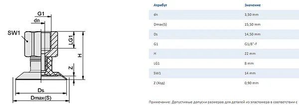 Вакуумная присоска SGPN 15 NK-40 - вид сверху - промышленное гидрооборудование Вакуумная присоска SGPN 15 NK-40 - вид сверху - промышленное гидрооборудование