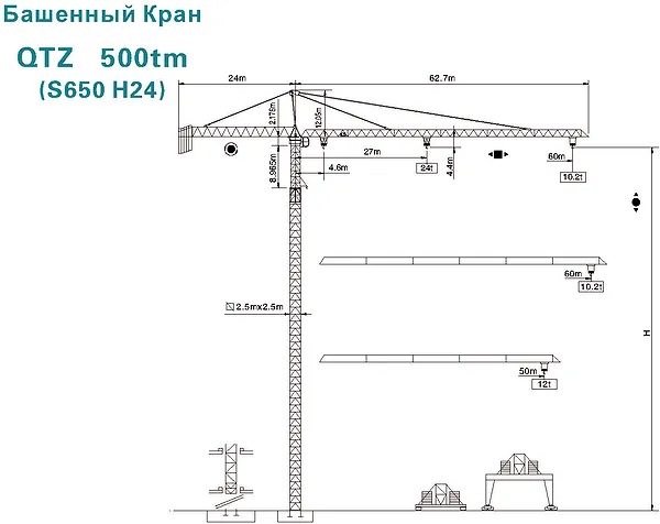 схема башенного крана QTZ500tm S650 H24