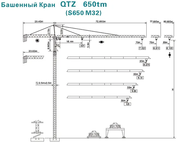 схема крана башенного QTZ650tm S650 M32