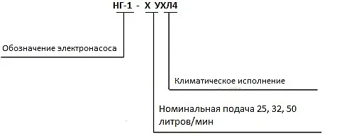 Расшифровка маркировки насоса НГ схема обозначения электронасоса НГ-1-25, НГ-1-32, НГ-2-50