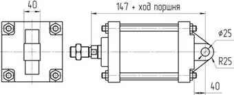 Пневмоцилиндр ПЦ 100 ГОСТ 15608-81 с креплением на проушине
